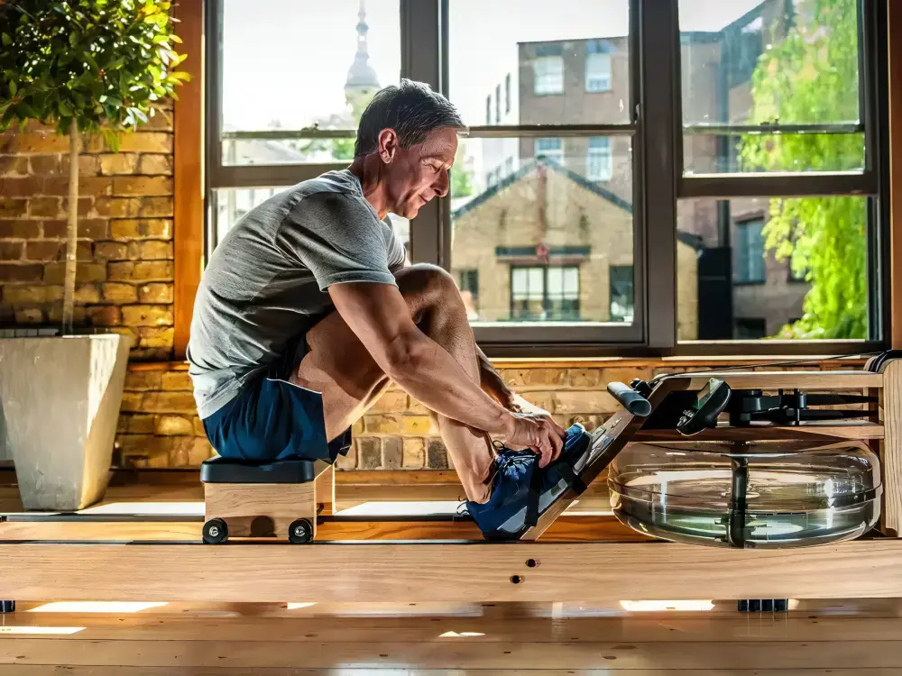 Waterrower - Hêtre avec moniteur S4 home man bon geste rameur - tirage poignee